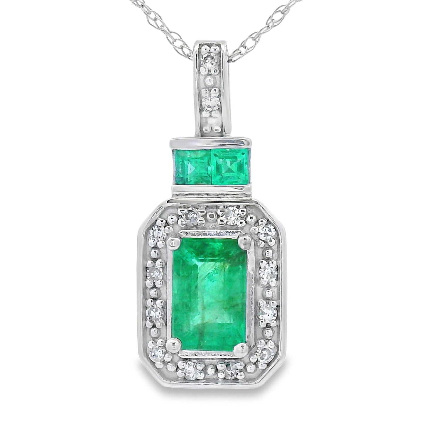 .64ct Emerald Diamond Fashion Pendants 14KT White Gold