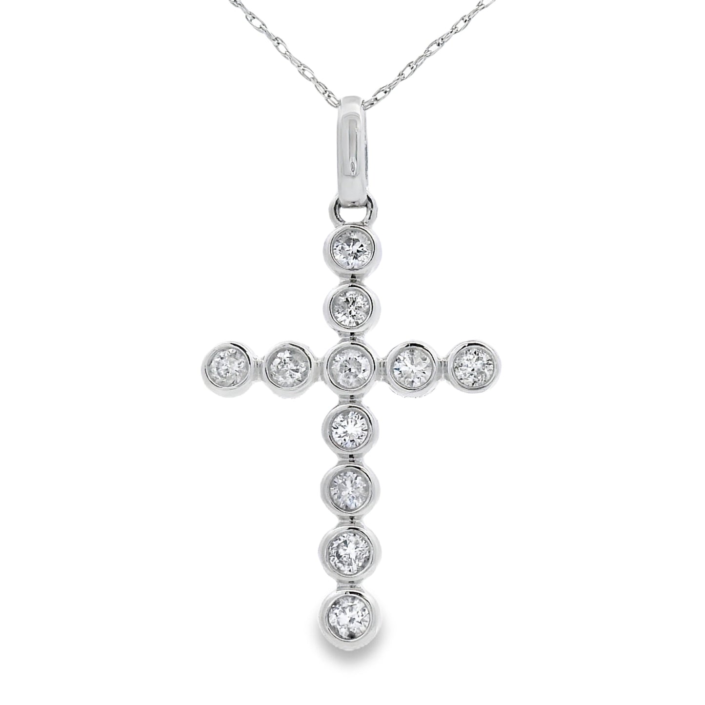 .50ct Diamond Cross Religious Pendant 14KT White Gold