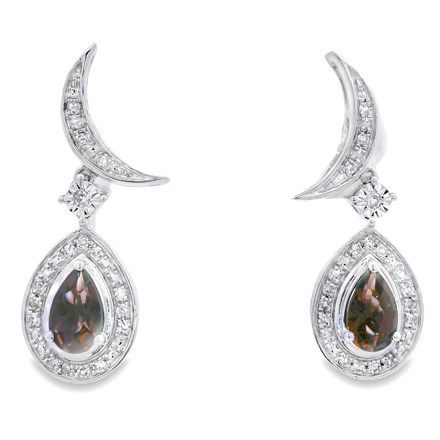 .47ct Quartz Diamond Dangle Earrings 10KT White Gold