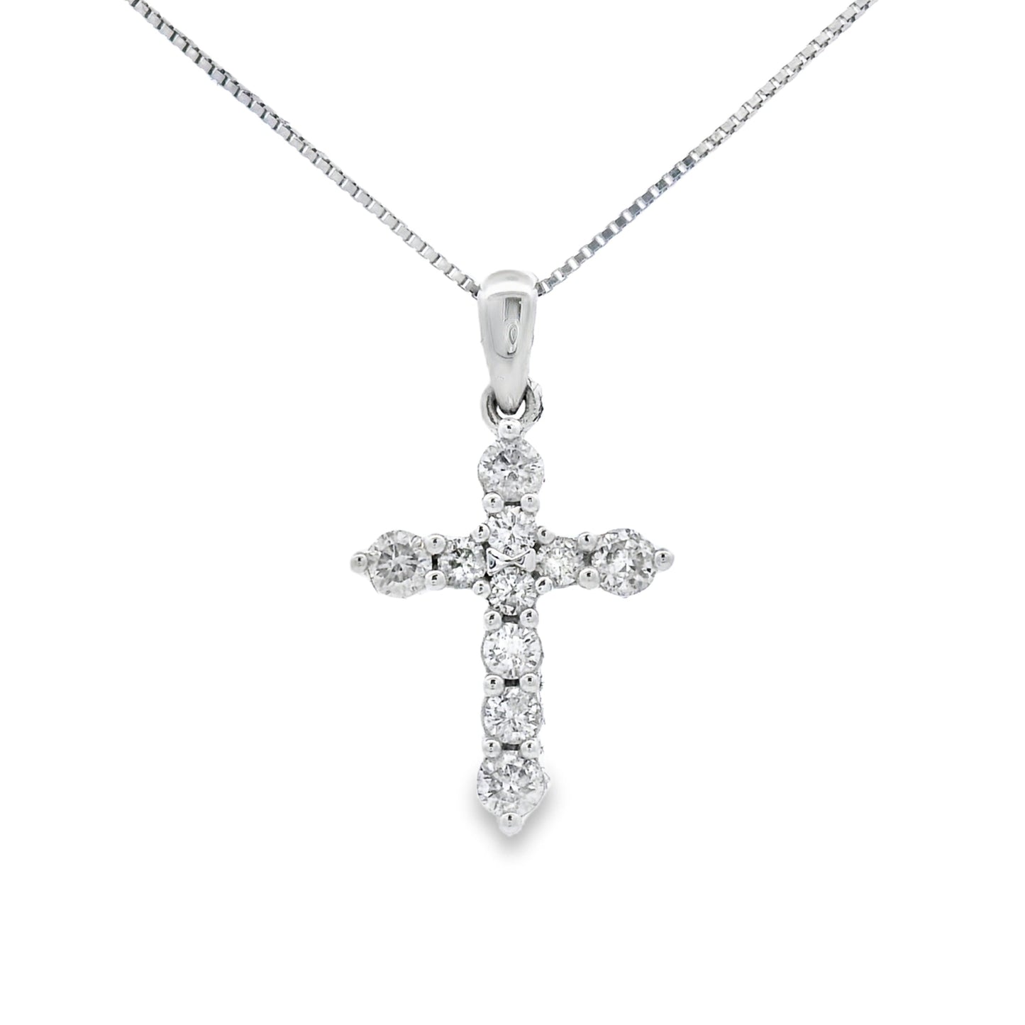.30ct Diamond Cross Religious Pendant 14KT White Gold