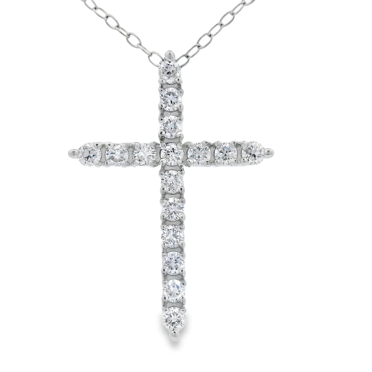 Genuine .65ct Cross Religious Pendant Sterling Silver