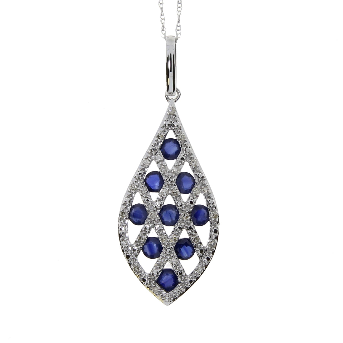 .58ct Sapphire Diamond Fashion Pendants 14KT White Gold