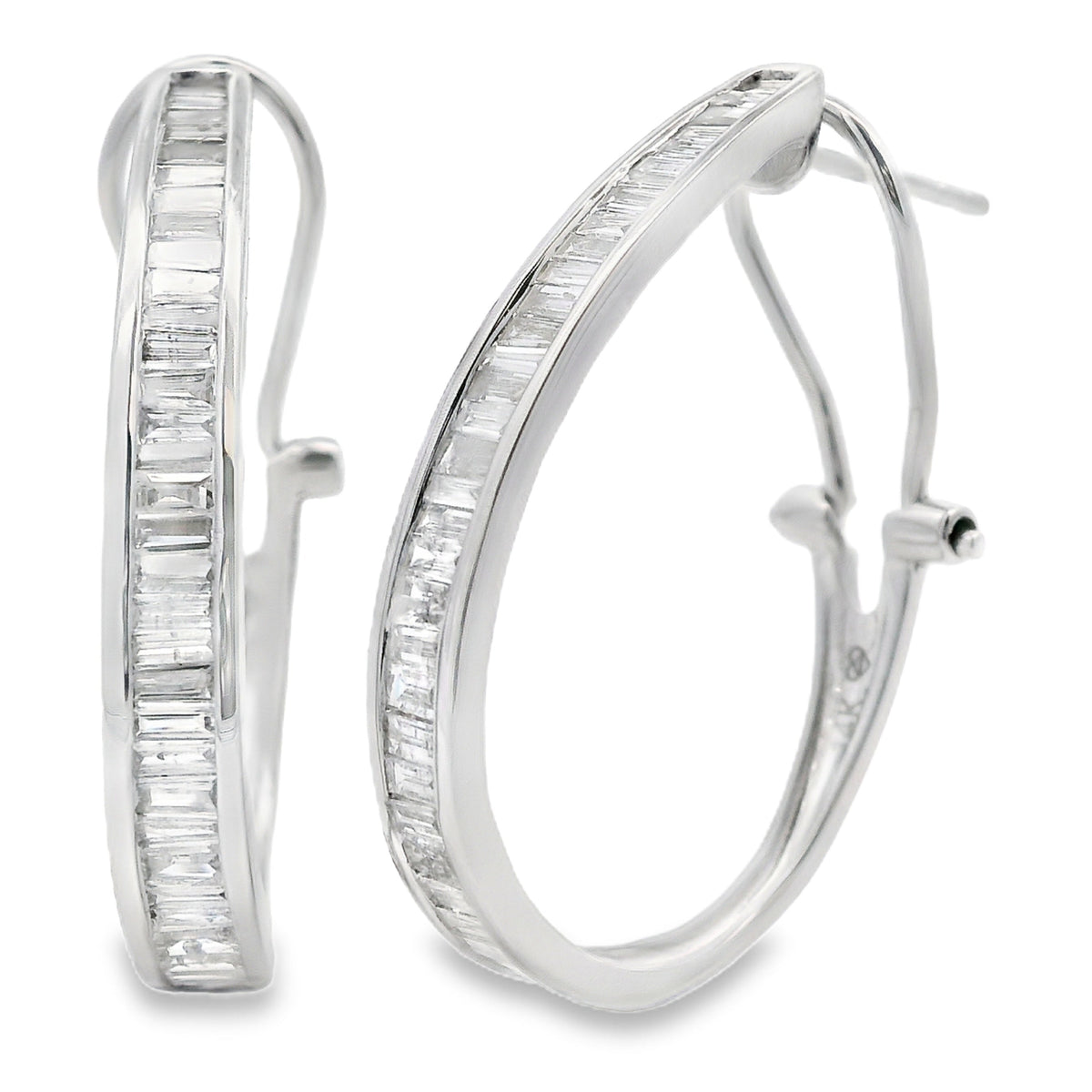 1.00ct Diamond Hoop Earrings 14KT White Gold