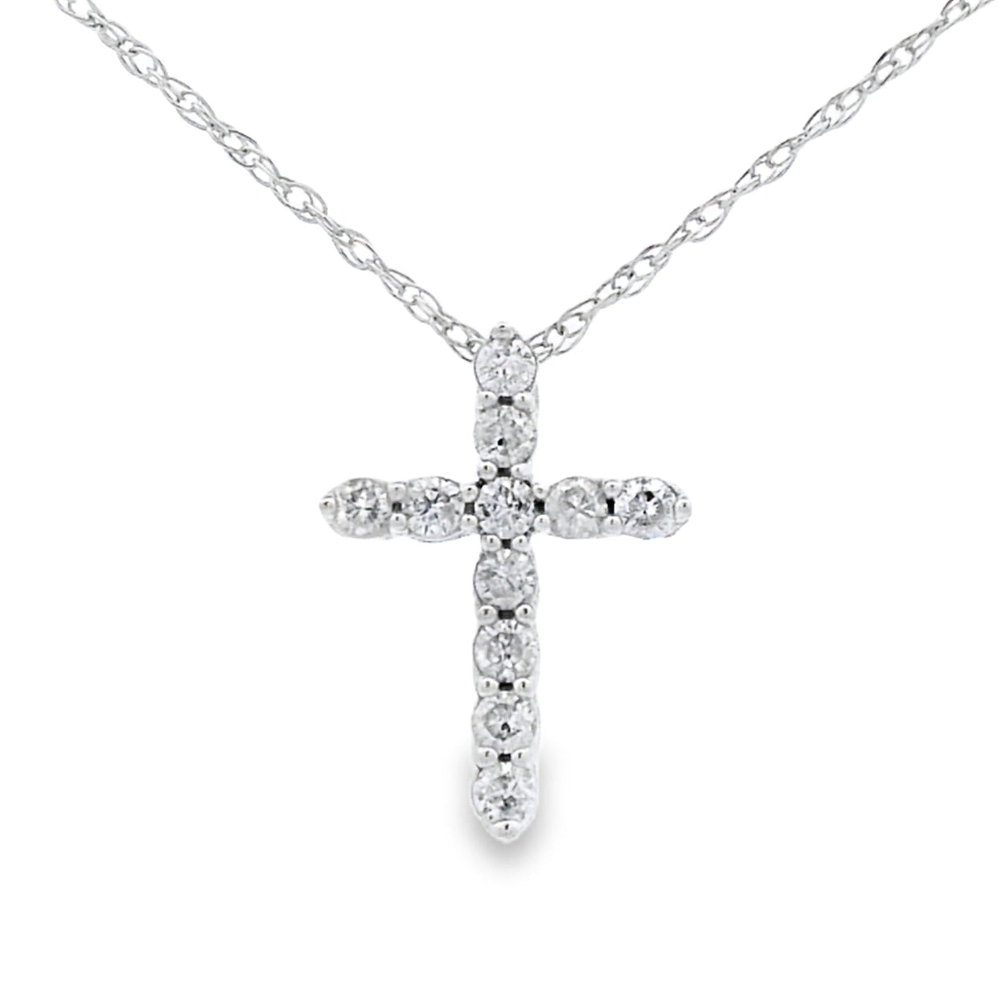 .12ct Diamond Cross Religious Pendant 14KT White Gold