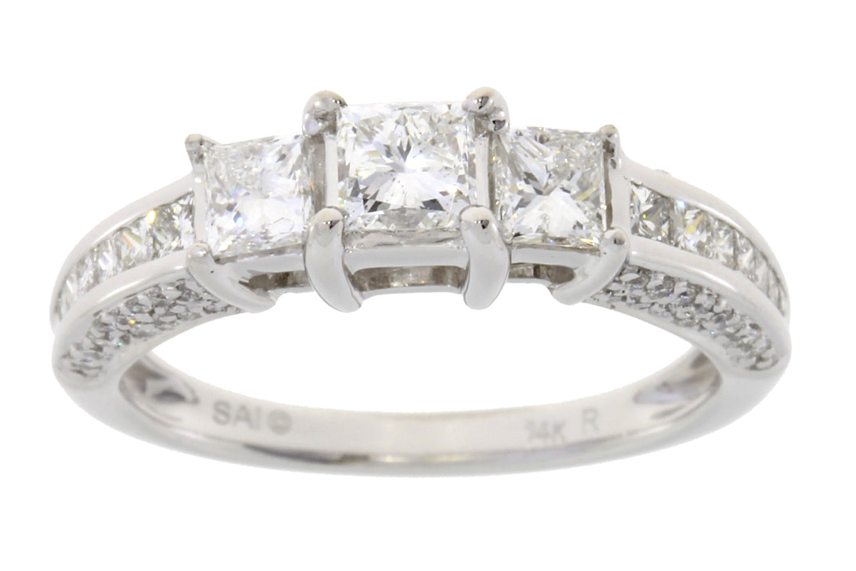 1.50ct Diamond 3 Stone Ring 14KT White Gold