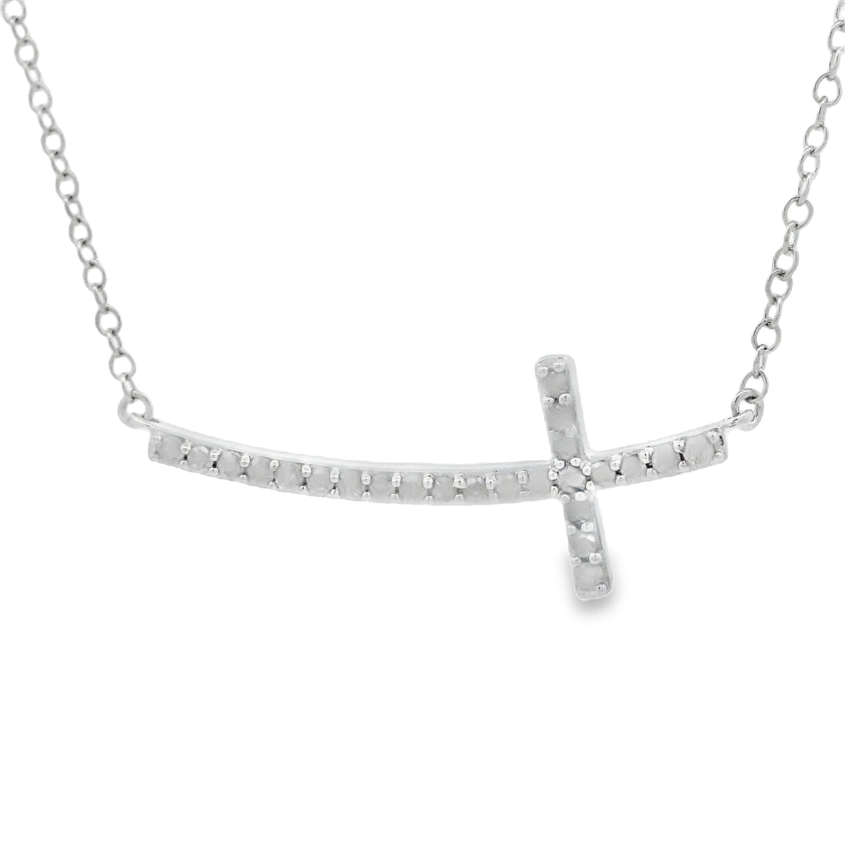 .26ct Diamond Cross Religious Pendant Sterling Silver