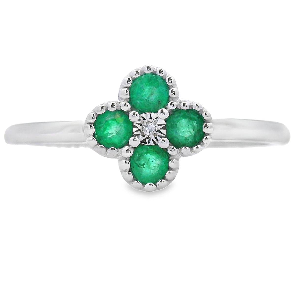 .15ct Emerald Diamond Ring 10KT White Gold