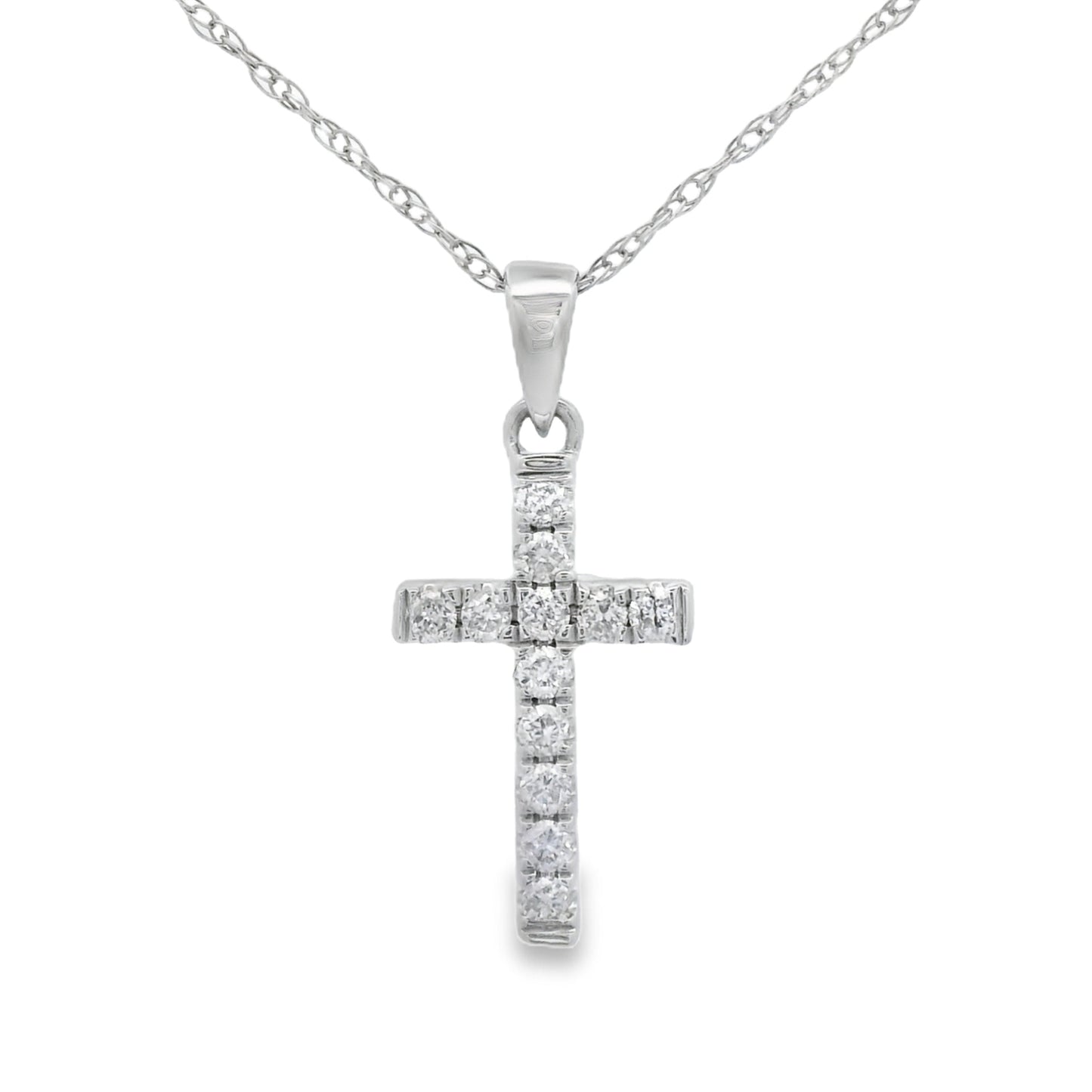 .11ct Diamond Cross Religious Pendant 14KT White Gold