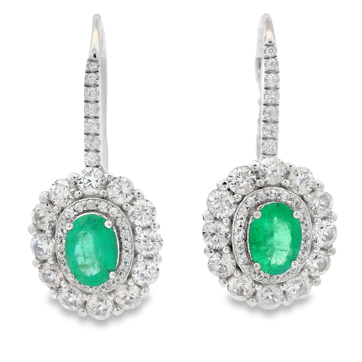 5.28ct Emerald Zircon Dangle Earrings Sterling Silver