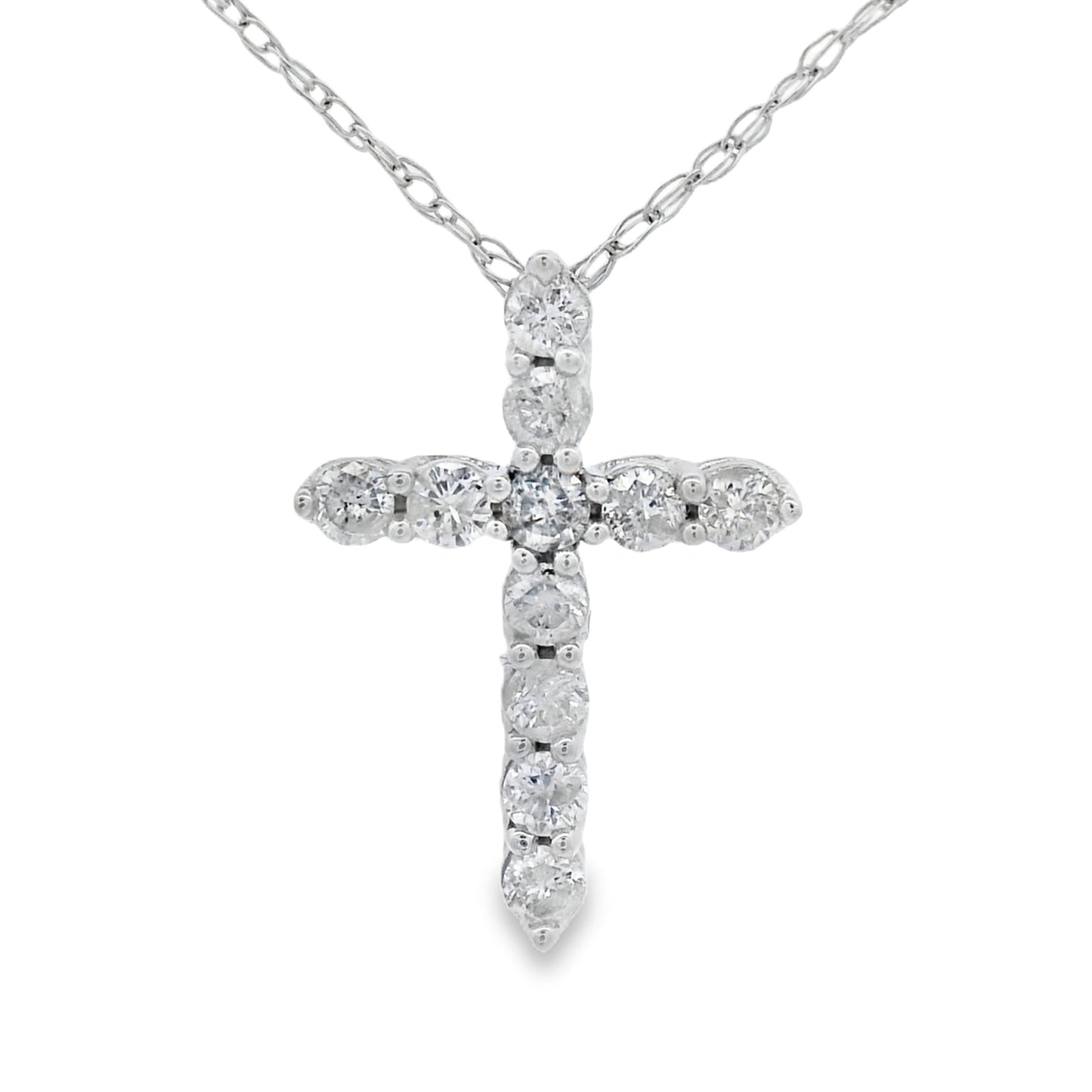 .19ct Diamond Cross Religious Pendant 14KT White Gold