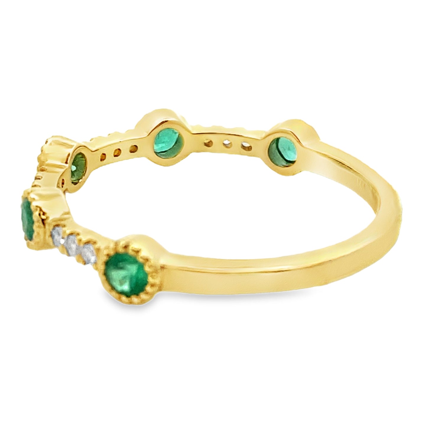 Emerald Diamond stackable band set 14KT Yellow Gold