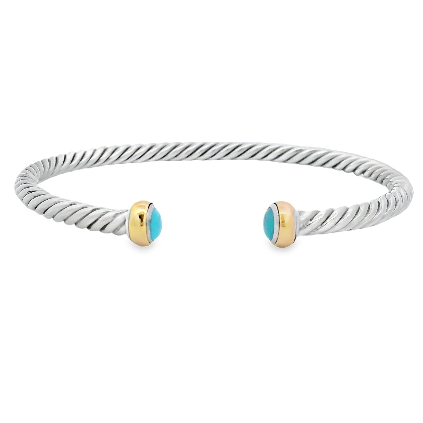 Turquoise Bangle Bracelet Sterling Silver 18KT Gold