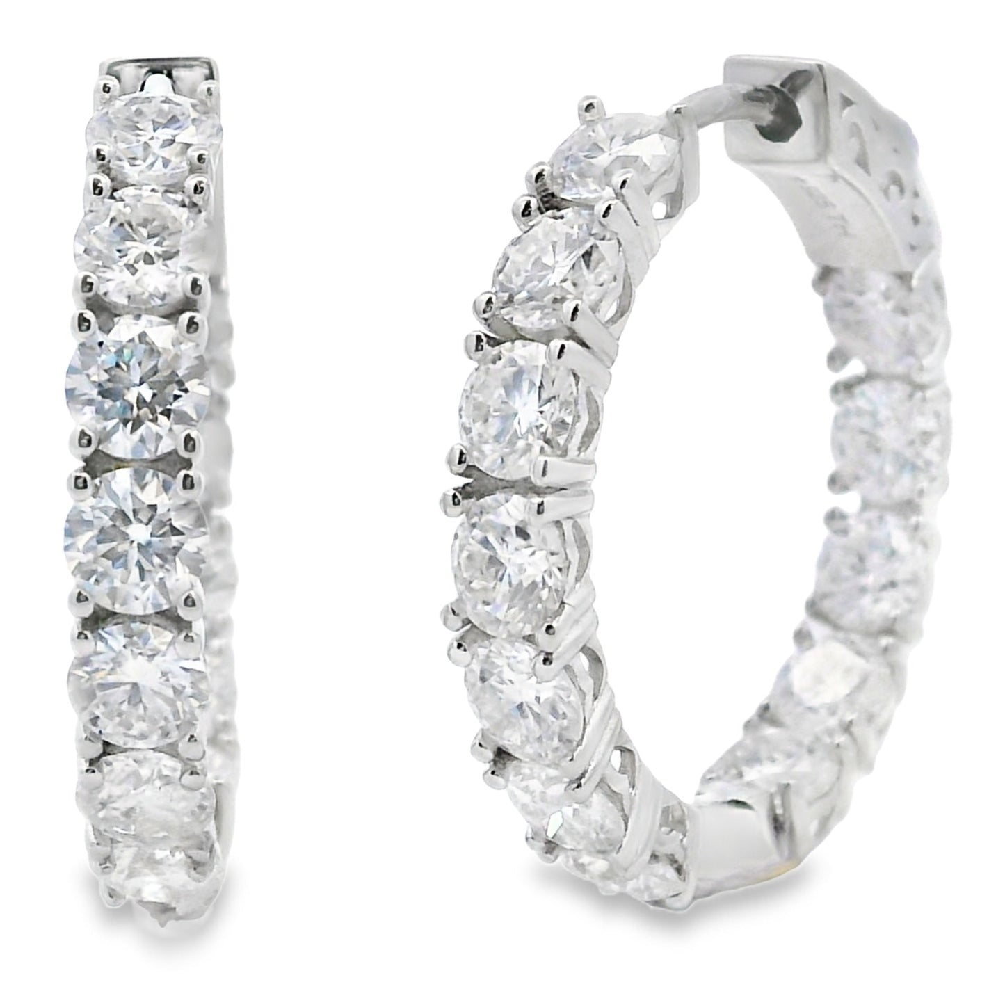 Natural 5.52ct Moissanite Hoop Earrings Sterling Silver