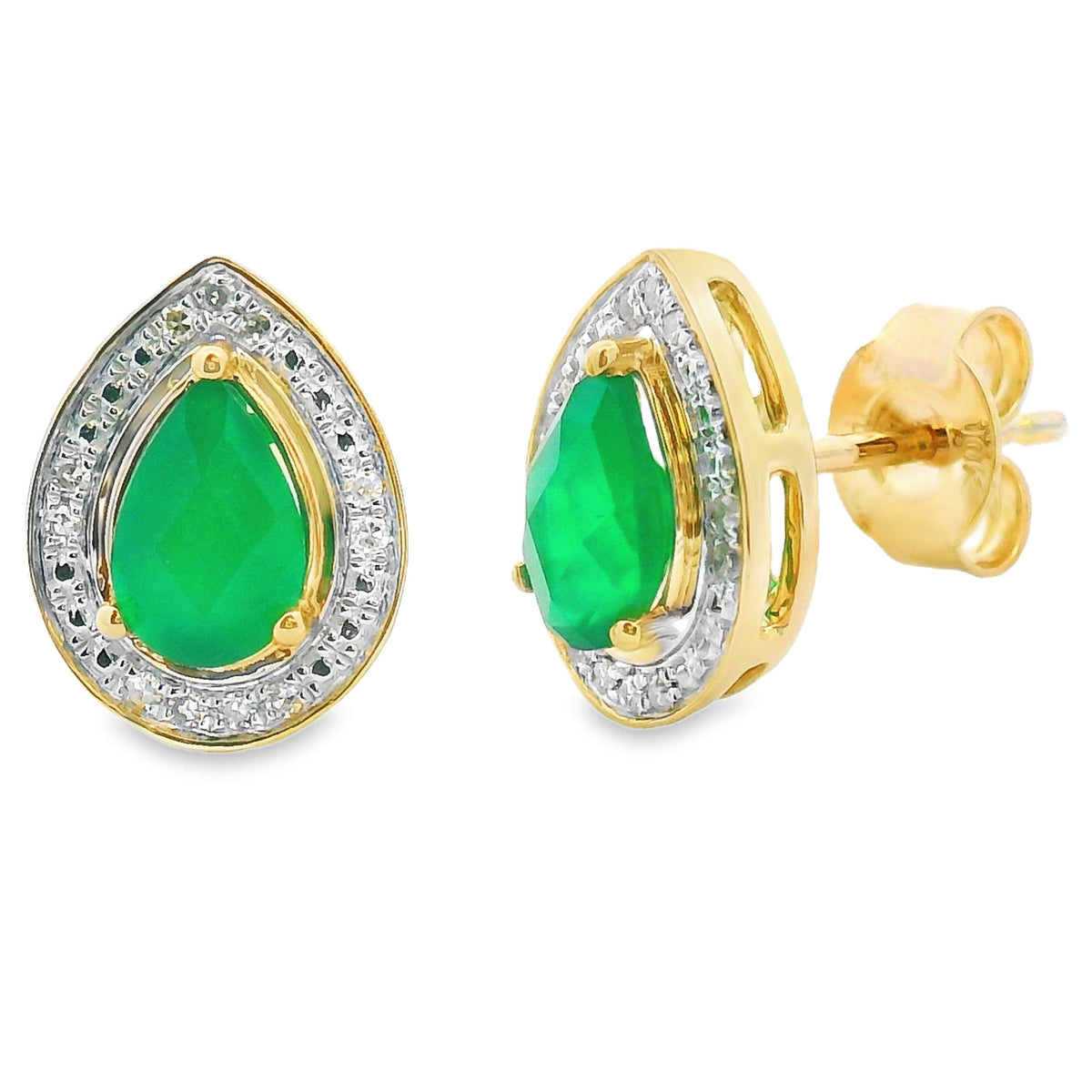 Chalcedony Diamond Dangle Earrings 10KT Yellow Gold