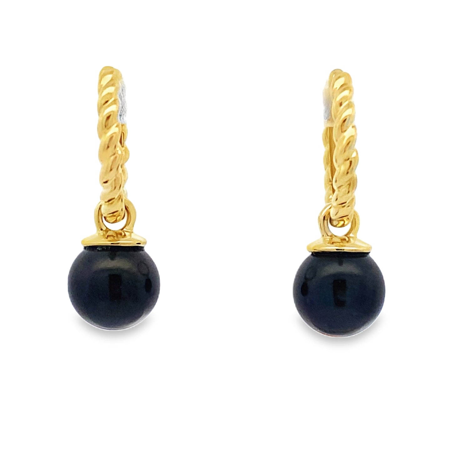 Pearl Hoop Earrings 14KT Yellow Gold