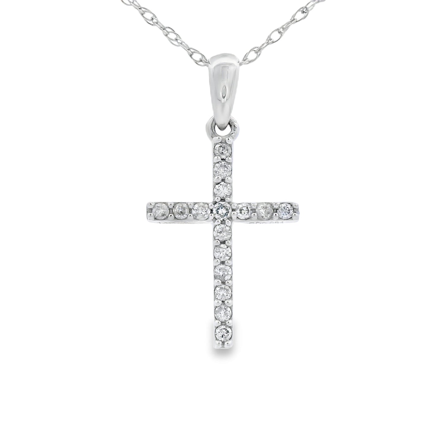 .10ct Diamond Cross Religious Pendant 14KT White Gold