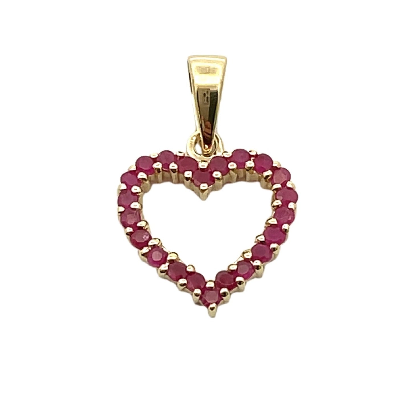 Genuine .37ct Ruby Heart Love Pendant 10KT Yellow Gold