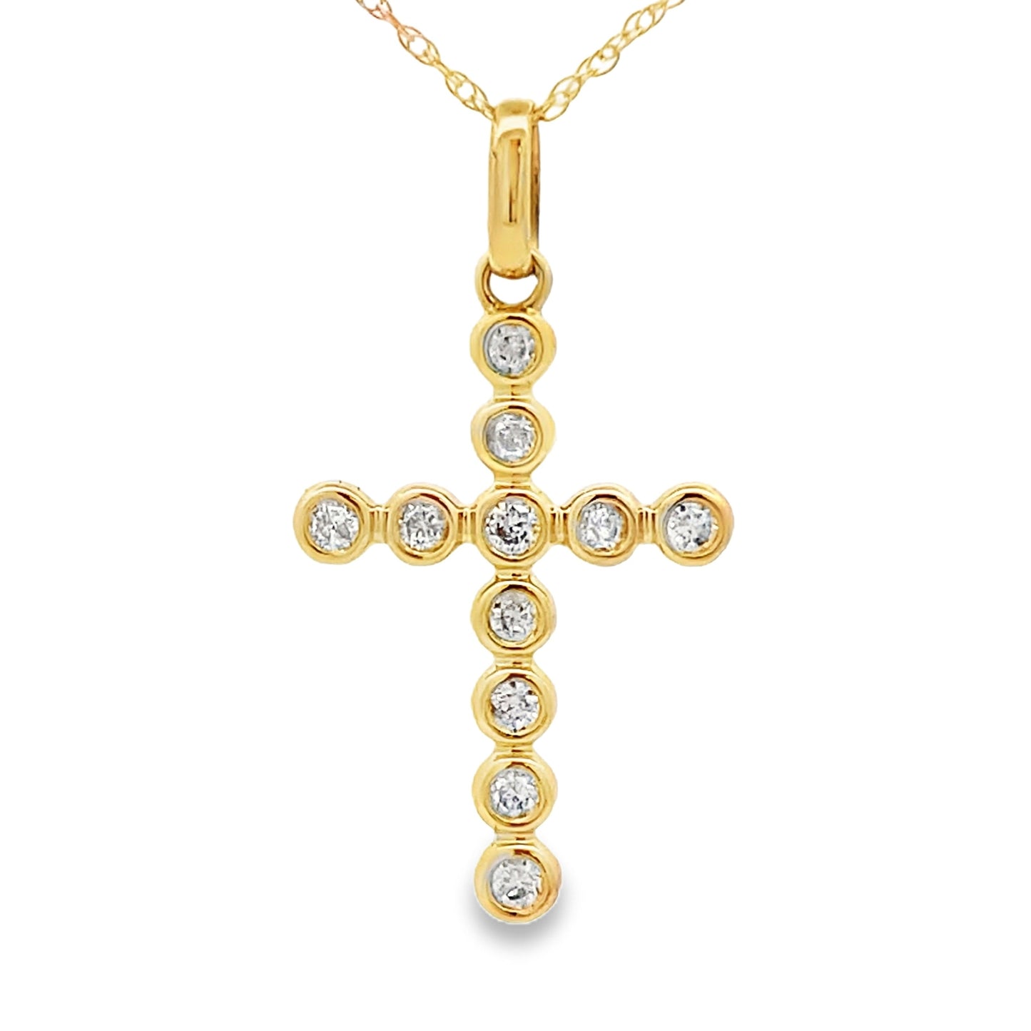 .20ct Diamond Cross Religious Pendant 14KT Yellow Gold
