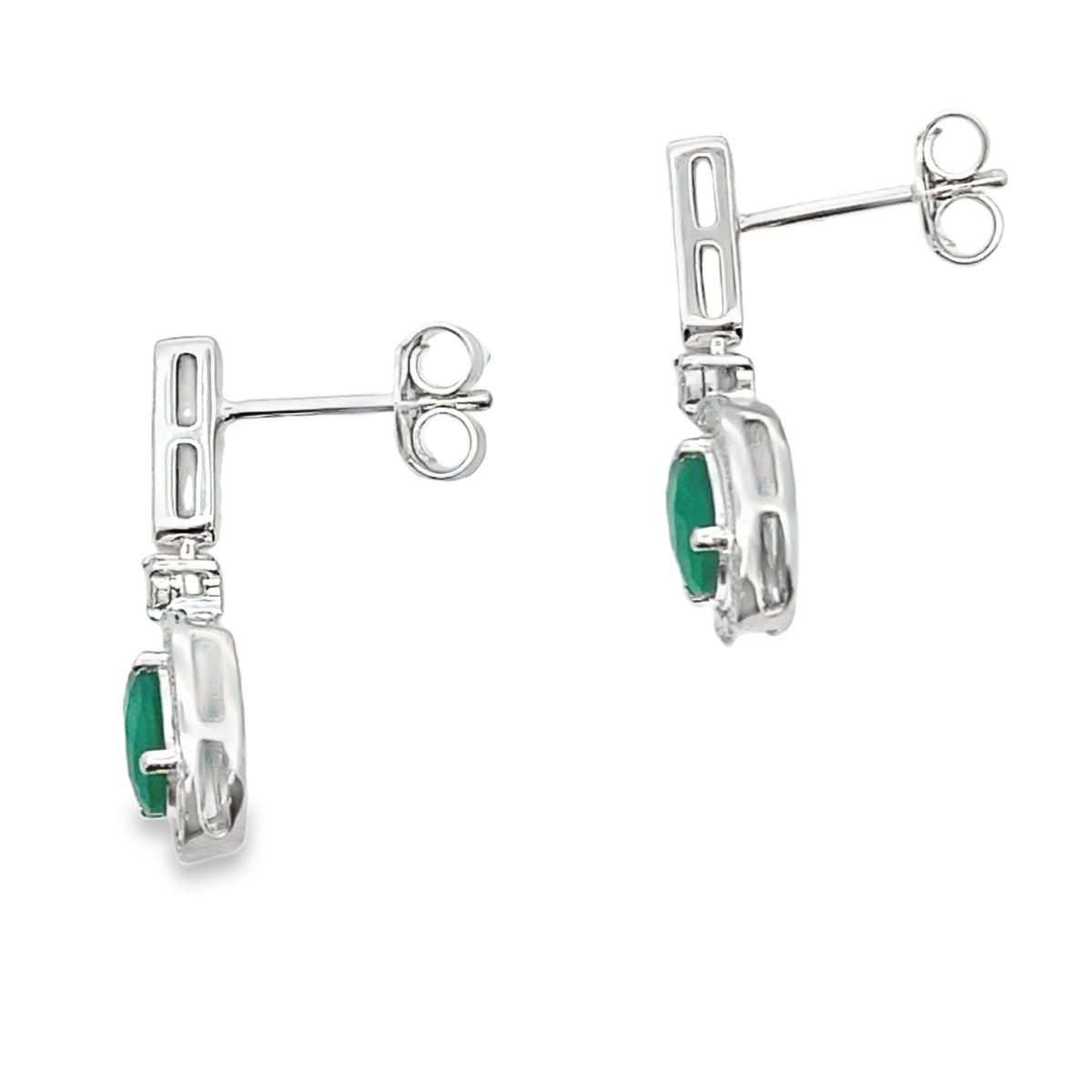 Chalcedony Diamond Dangle Earrings 10KT White Gold