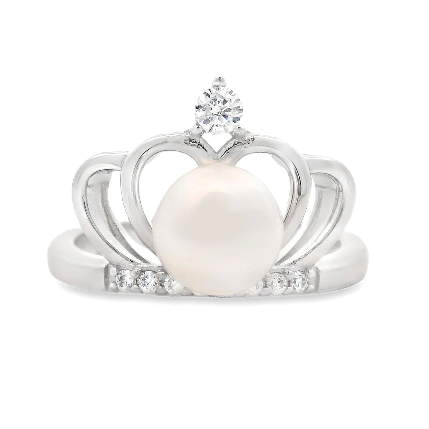 Genuine FW Pearl Cubic Zirconium Ring Sterling Silver