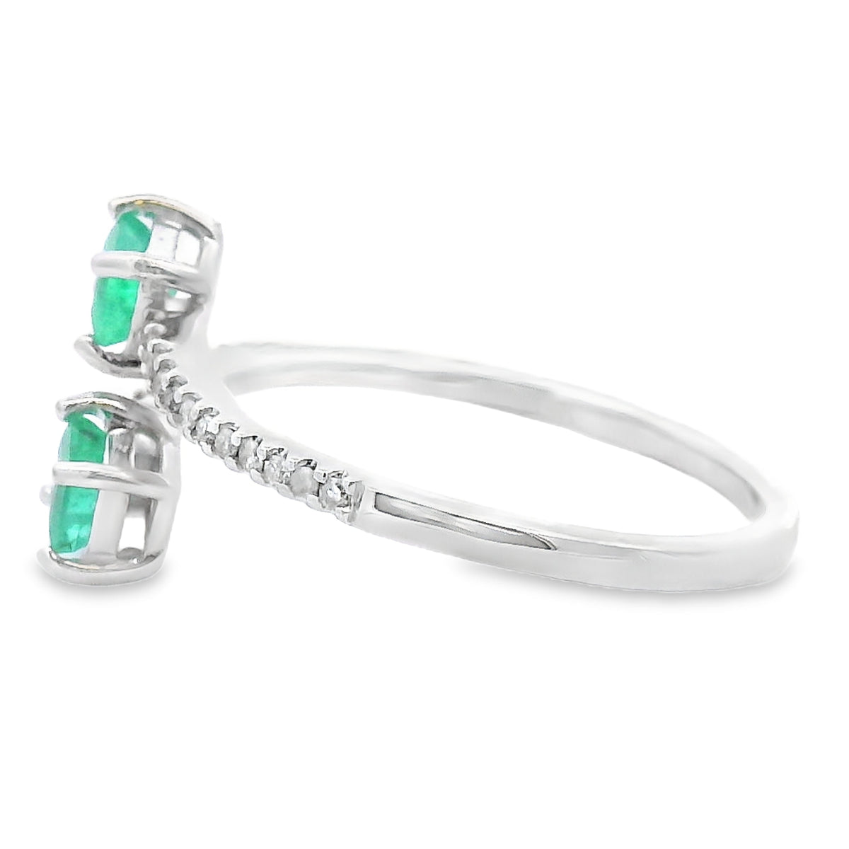Natural .47ct Emerald Diamond Ring 14KT White Gold