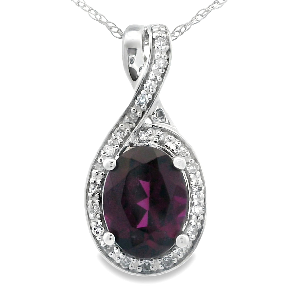 1.61ct Garnet Diamond Fashion Pendants 14KT White Gold