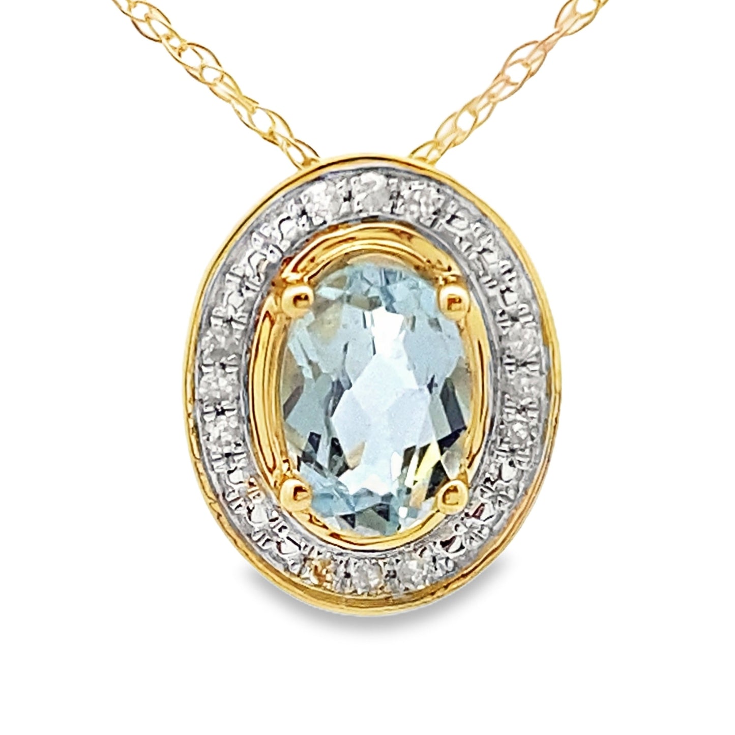 Aquamarine Diamond Fashion Pendants 10KT Yellow Gold
