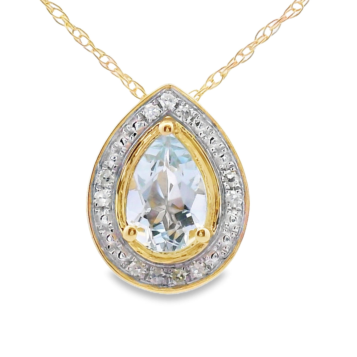 Aquamarine Diamond Fashion Pendants 10KT Yellow Gold