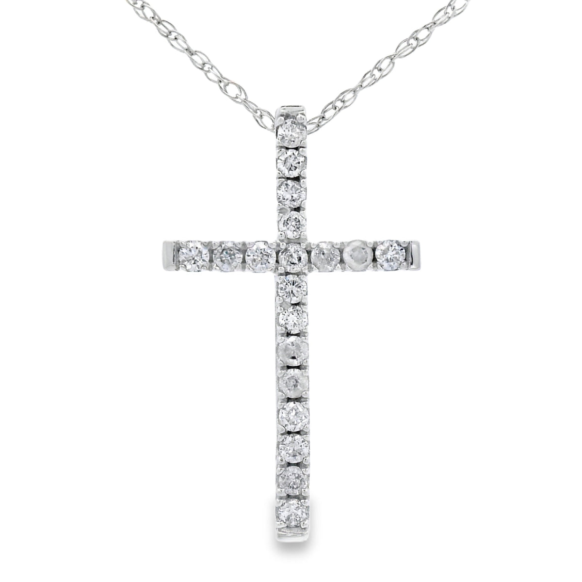 .13ct Diamond Cross Religious Pendant 14KT White Gold