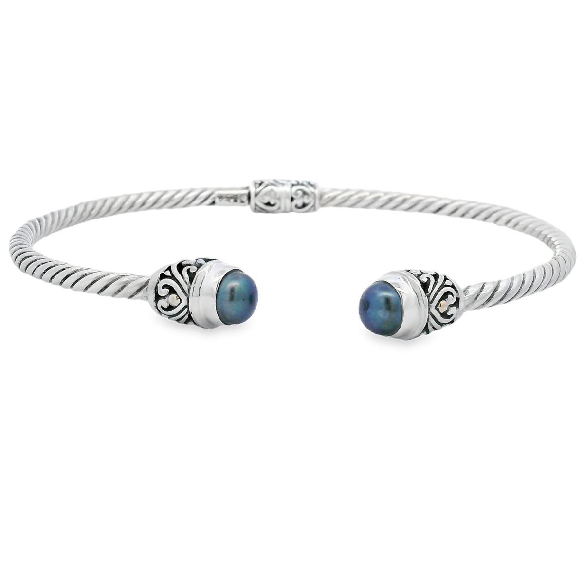 Pearl Bangle Bracelet Sterling Silver 18KT Gold
