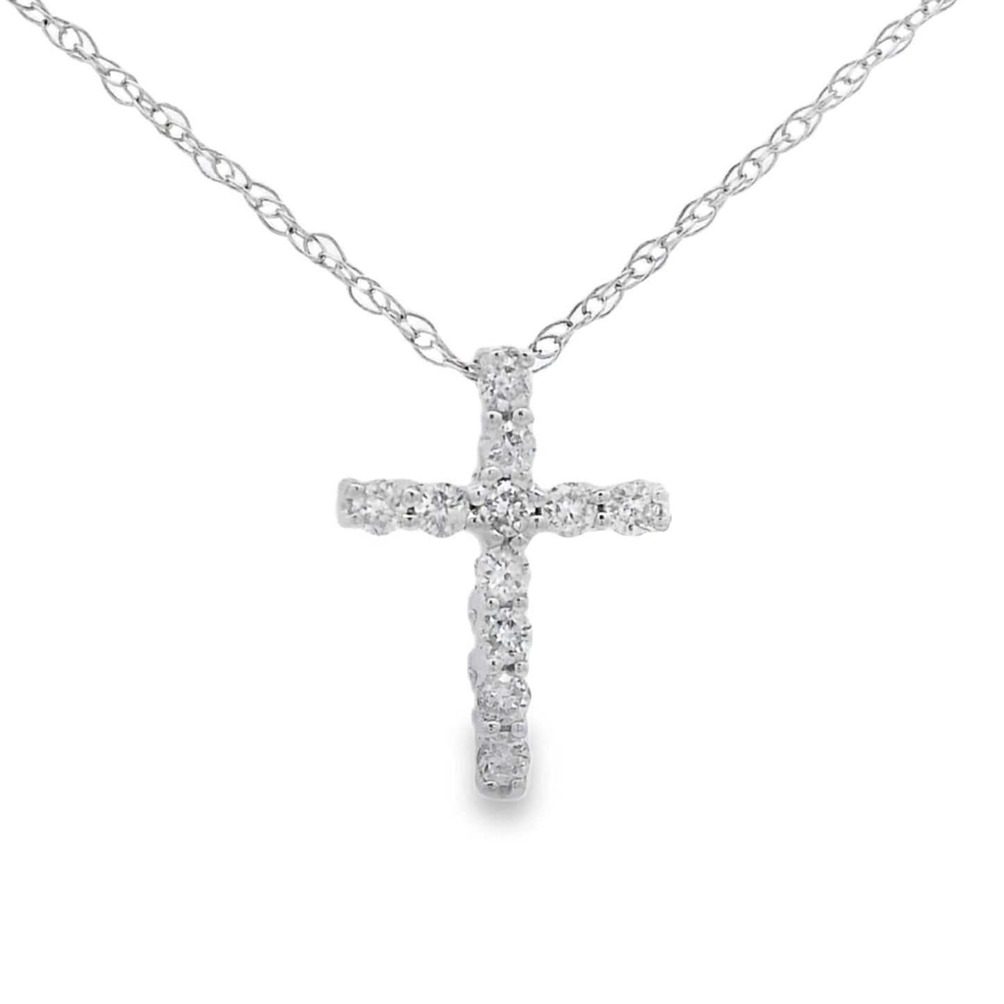 .12ct Diamond Cross Religious Pendant 10KT White Gold