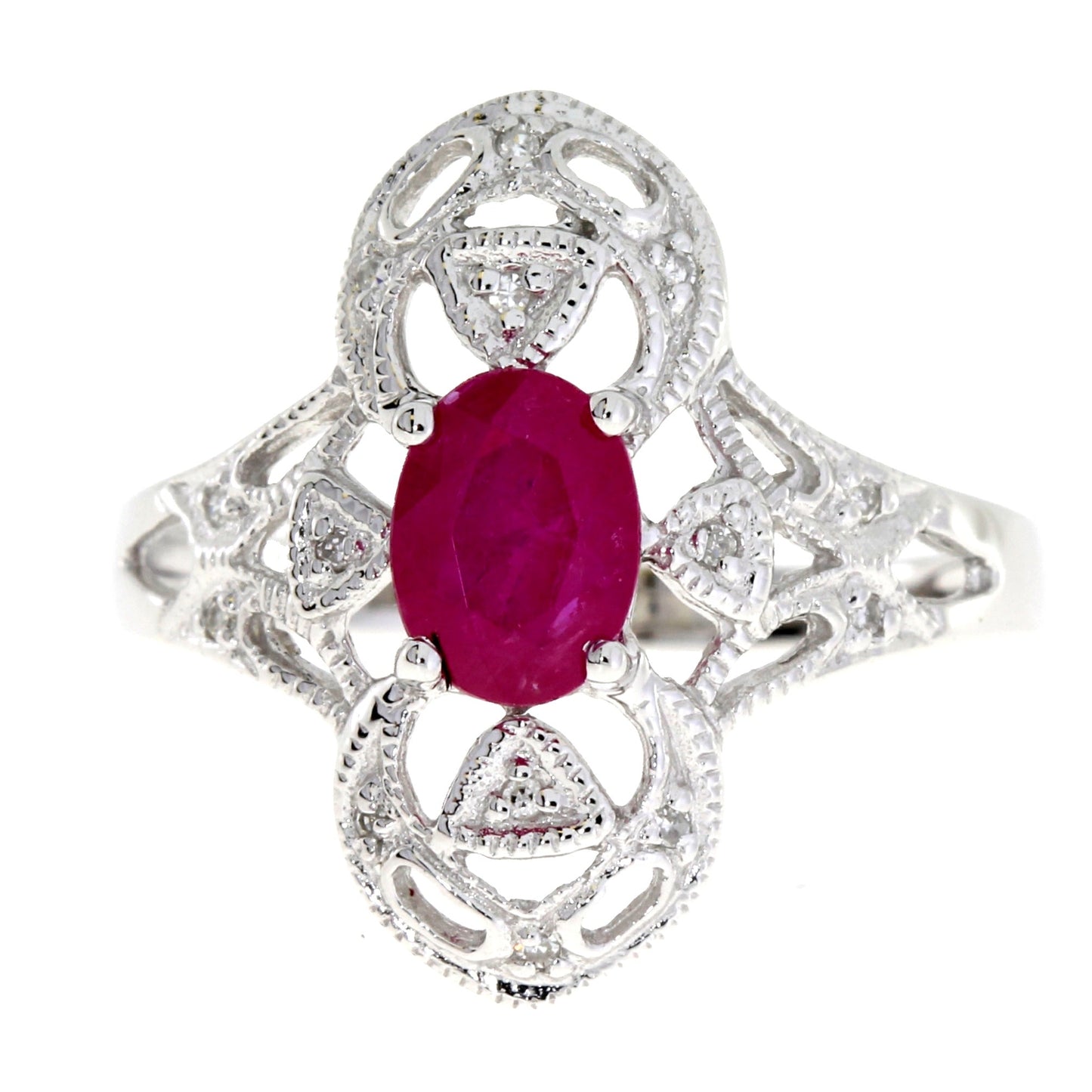 1.05ct Ruby Diamond Ring 10KT White Gold
