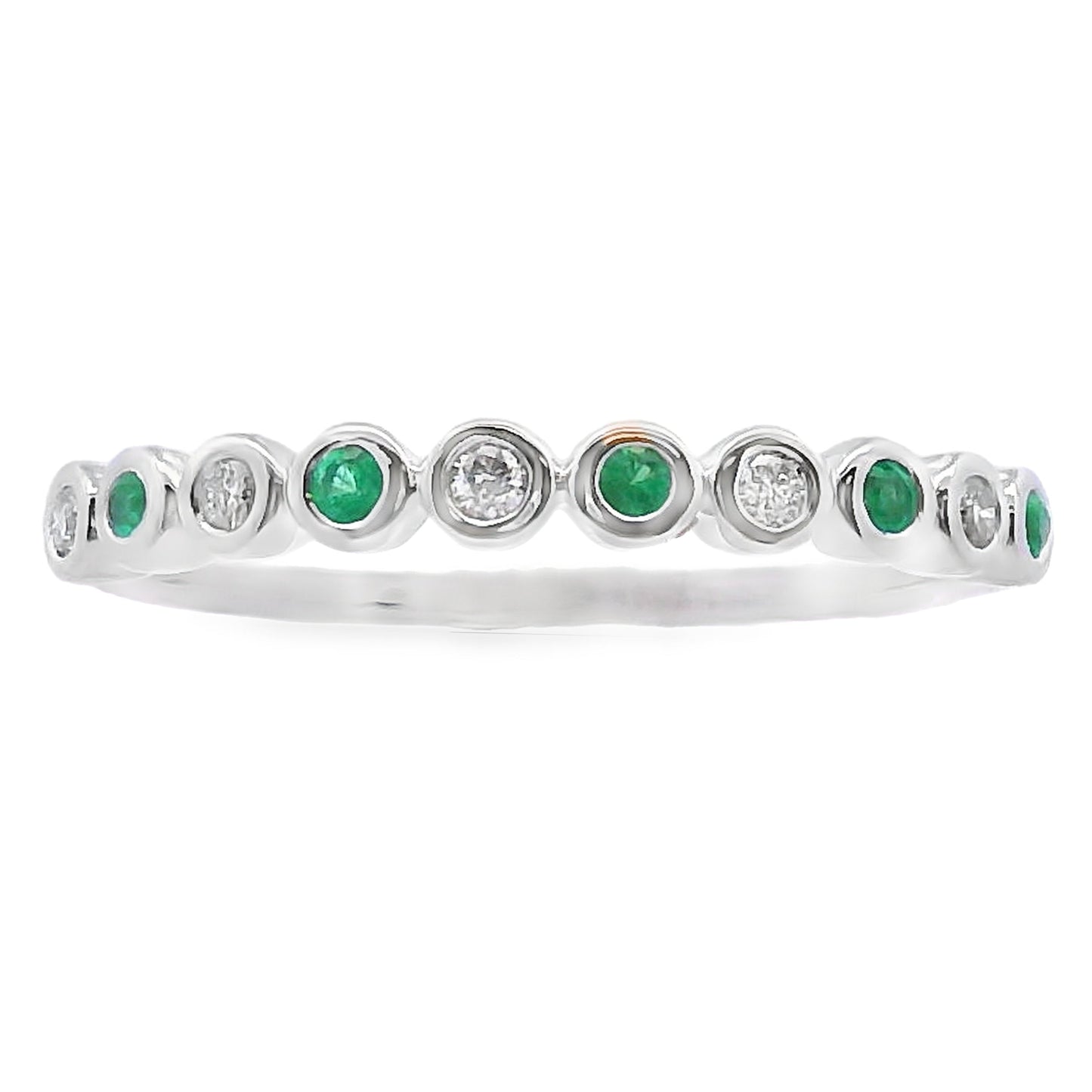 Emerald Diamond stackable band set 14KT White Gold