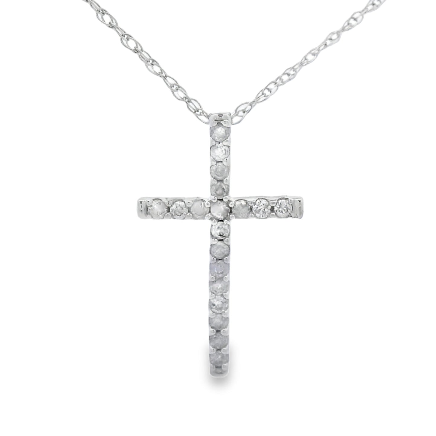 .10ct Diamond Cross Religious Pendant 14KT White Gold