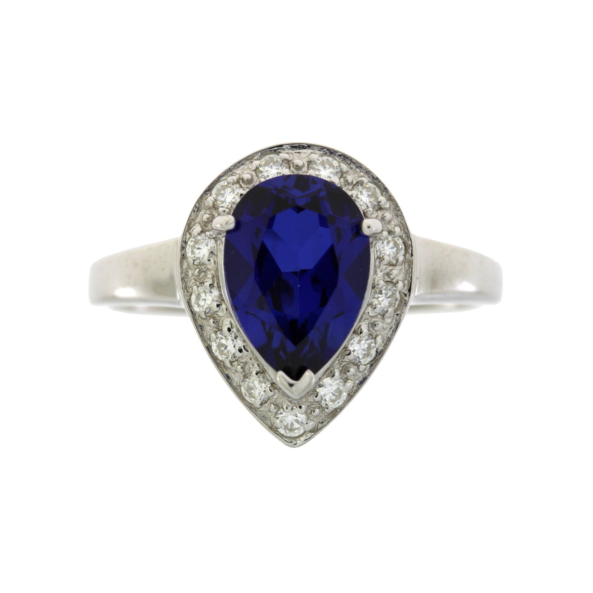 Created Sapphire Moissanite Ring Sterling Silver