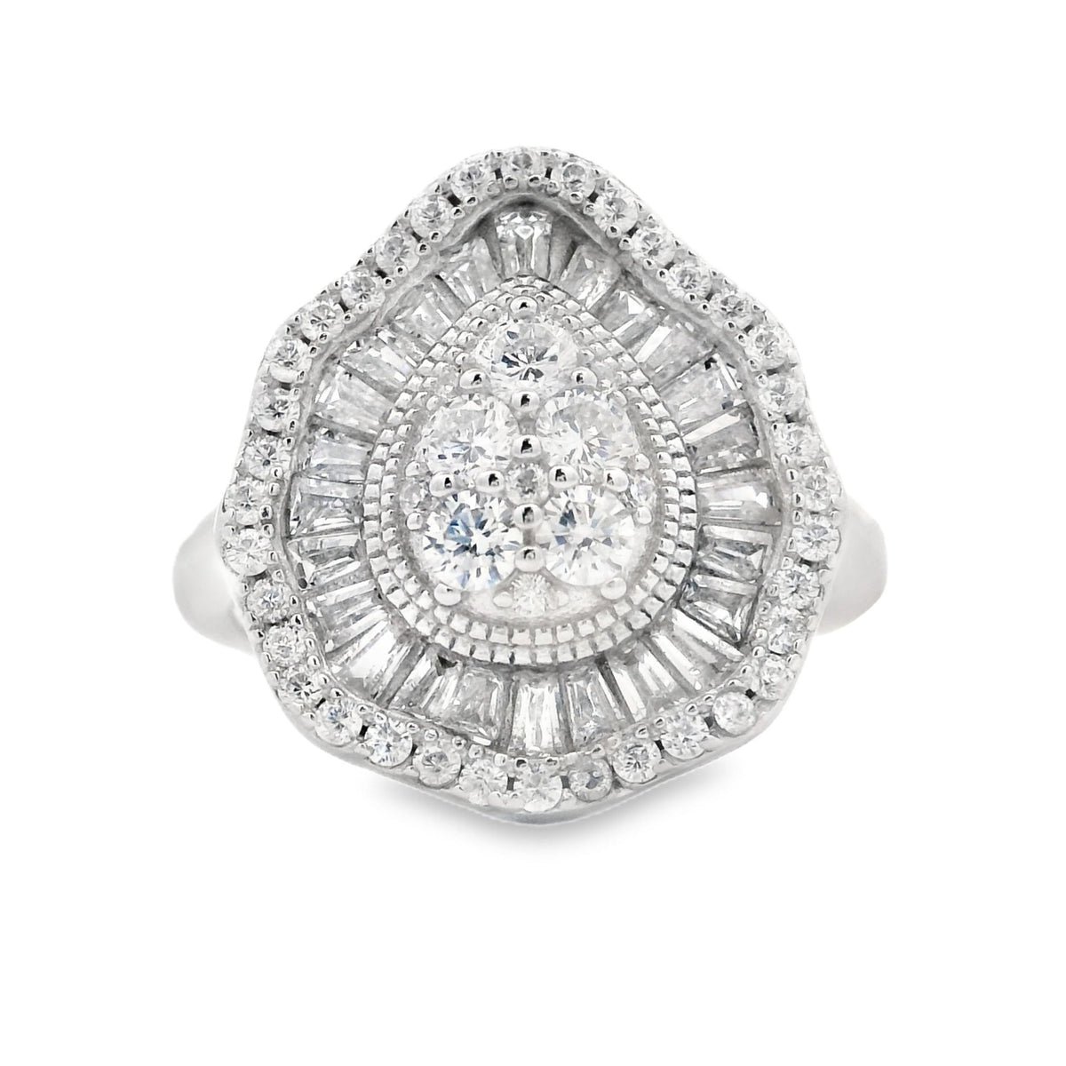 Genuine Cubic Zirconia Ring Sterling Silver