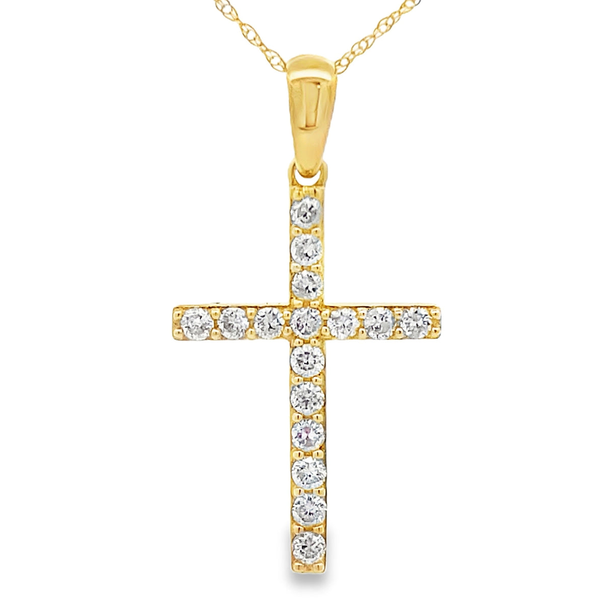 .45ct Diamond Cross Religious Pendant 14KT Yellow Gold