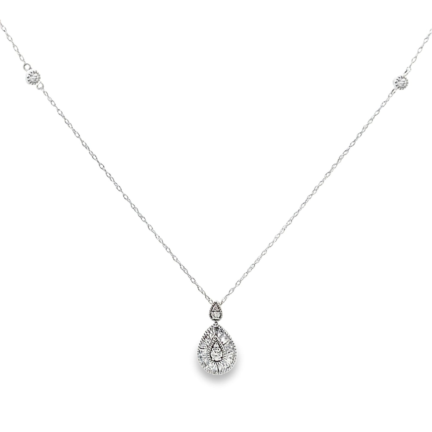 Genuine .32ct Diamond Fashion Pendants 14KT White Gold