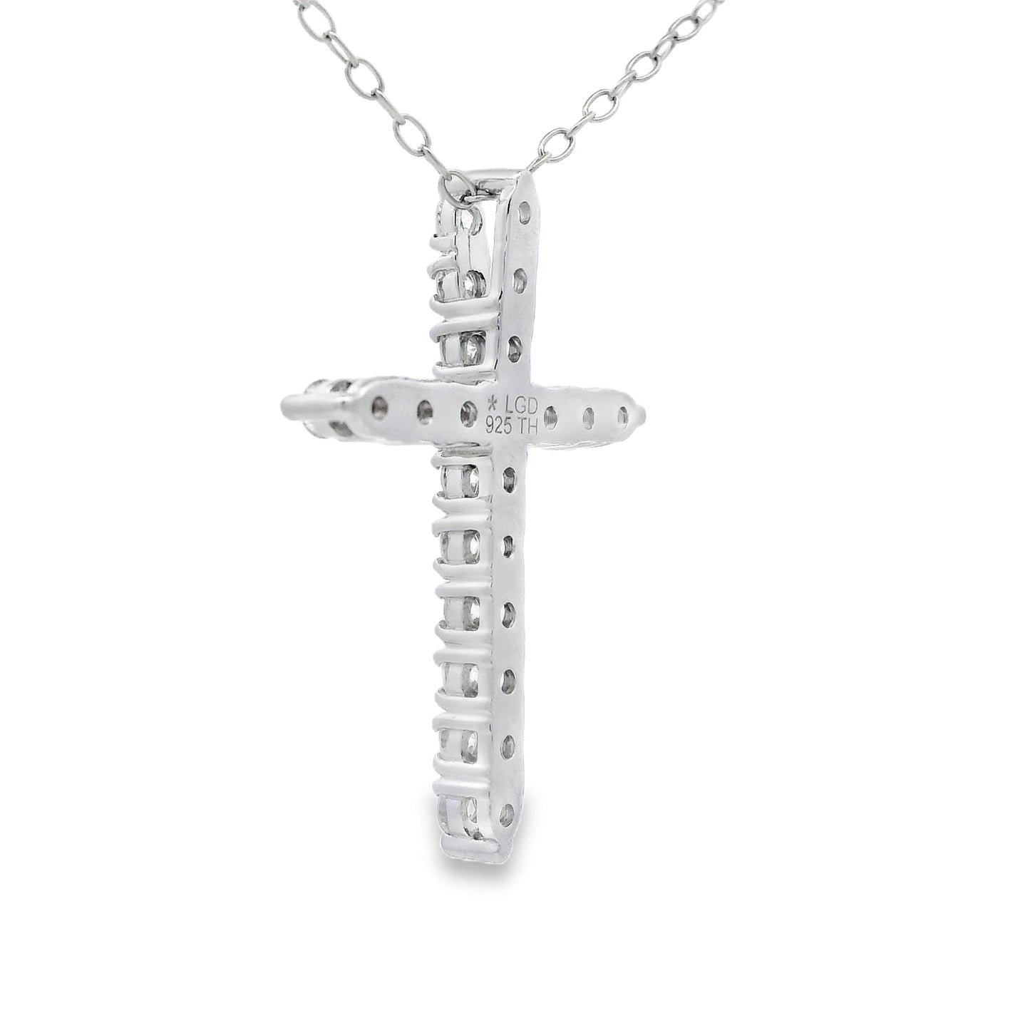 Genuine .65ct Cross Religious Pendant Sterling Silver