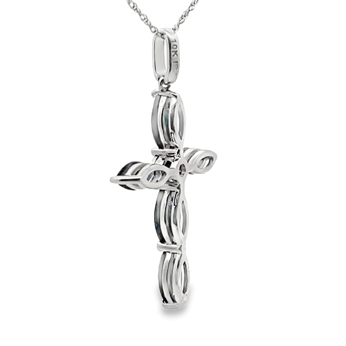 1.73ct Sapphire Cross Religious Pendant 10KT White Gold
