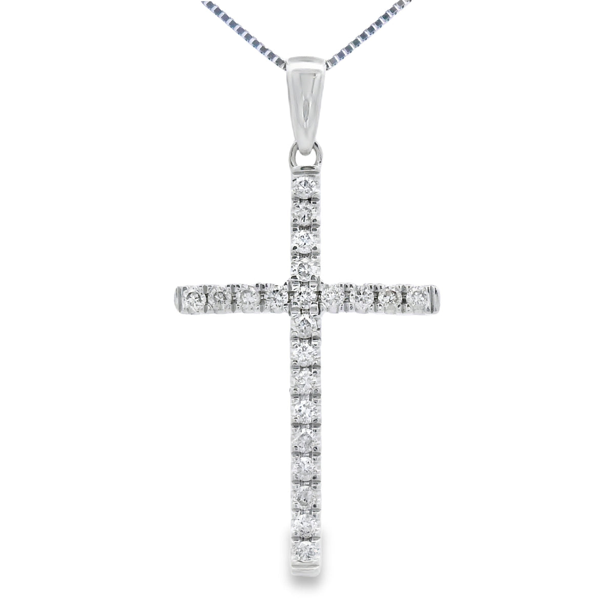 .21ct Diamond Cross Religious Pendant 14KT White Gold