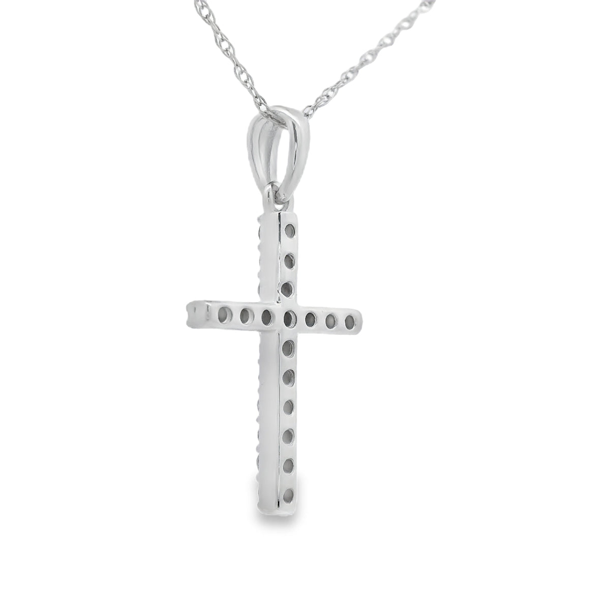 .19ct Diamond Cross Religious Pendant 14KT White Gold
