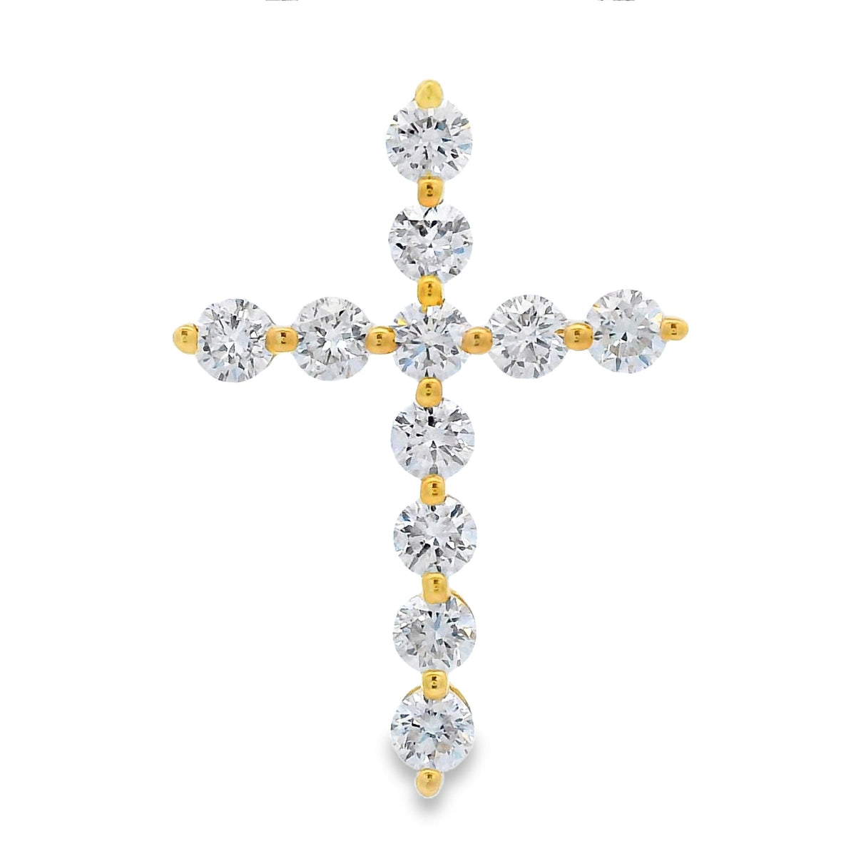 Natural .83ct Cross Religious Pendant 14KT Yellow Gold