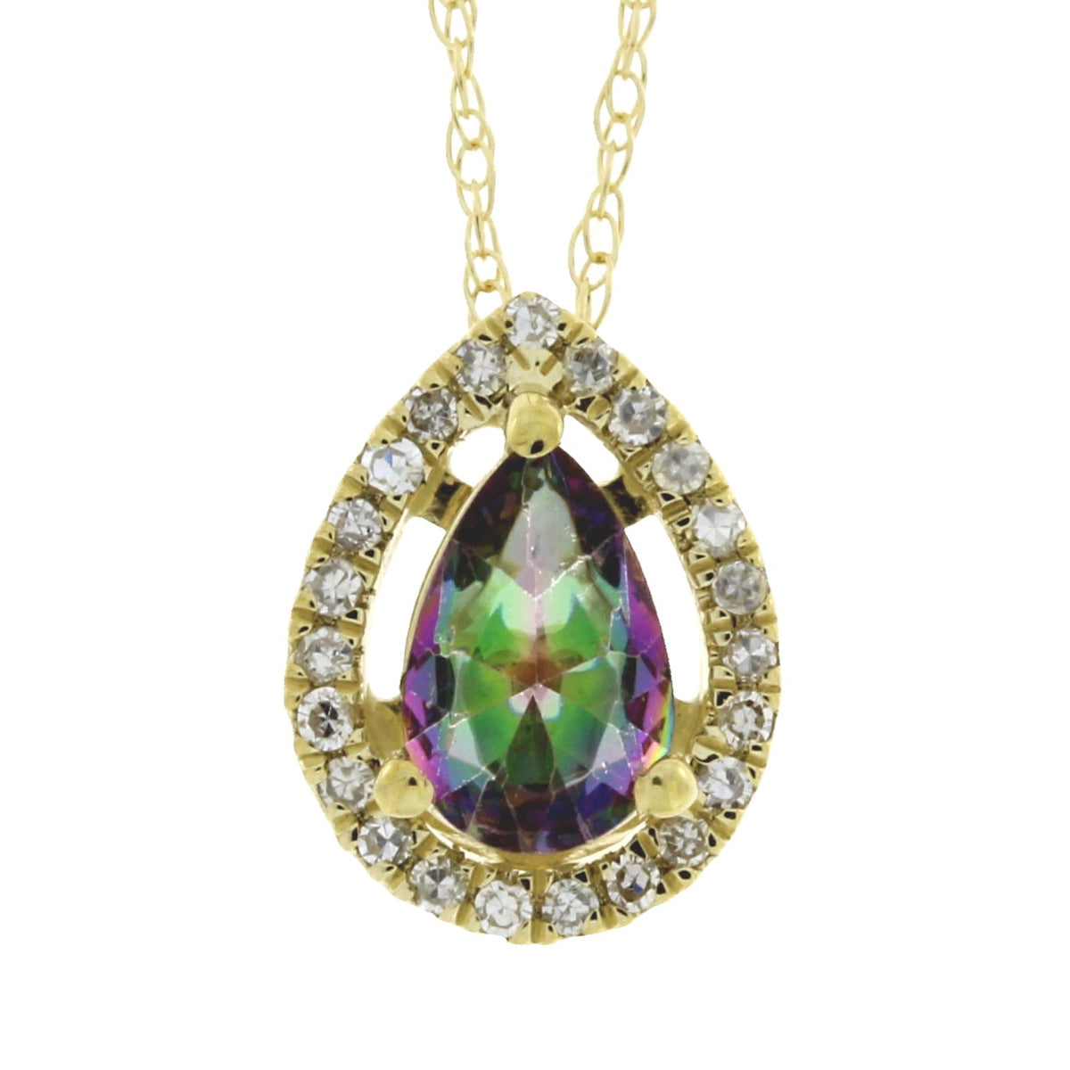 Treated Topaz Diamond Fashion Pendants 14KT Yellow Gold