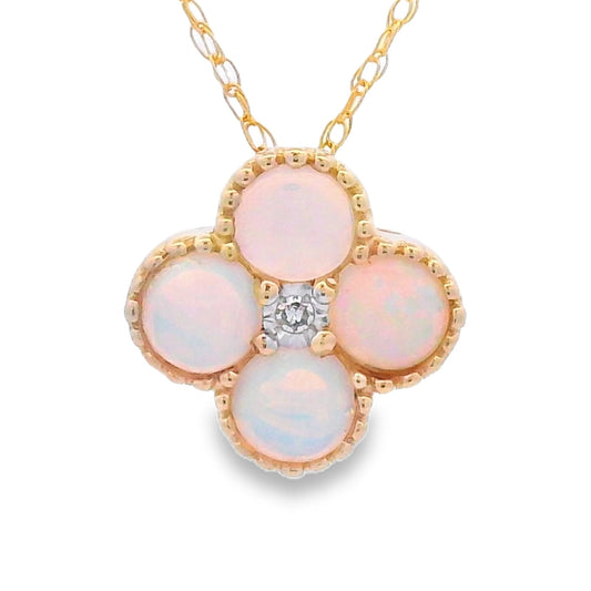 .01ct Opal Diamond Fashion Pendants 14KT Yellow Gold