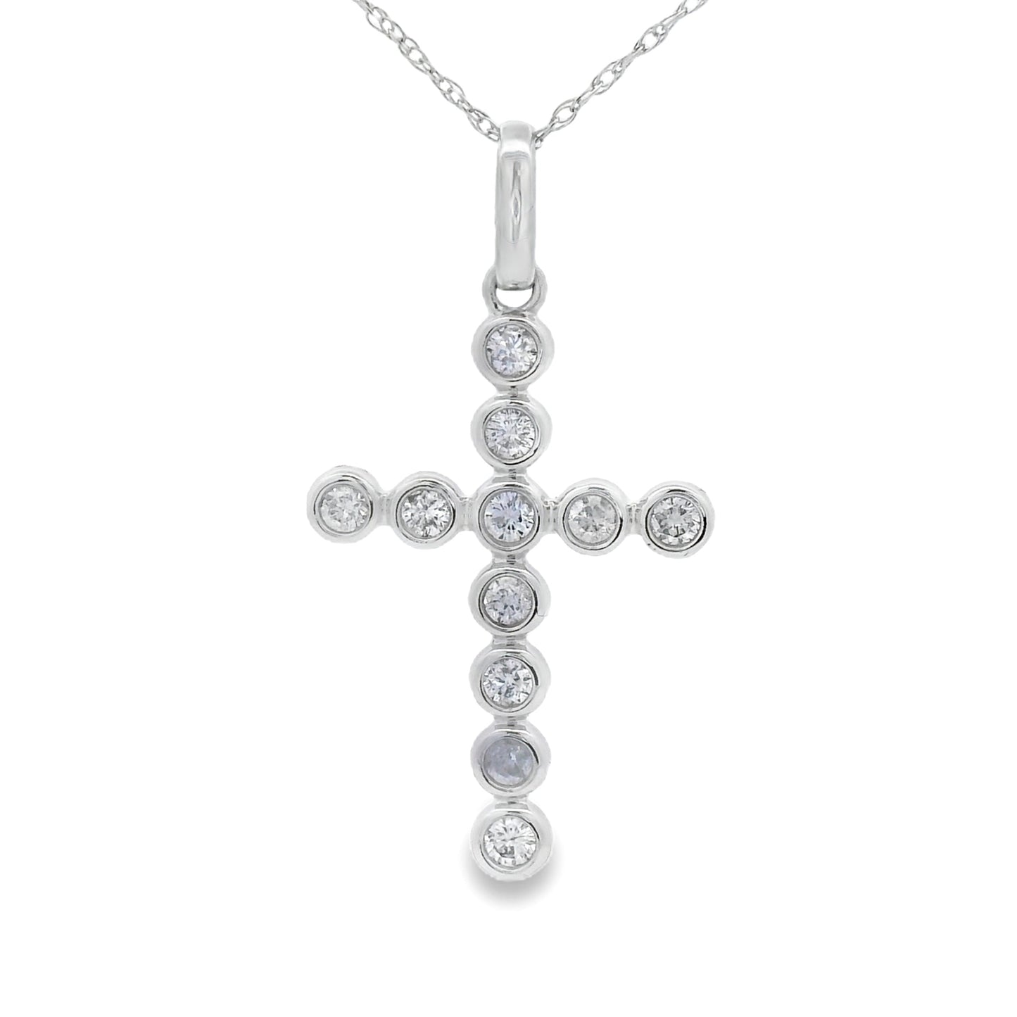 .31ct Diamond Cross Religious Pendant 14KT White Gold