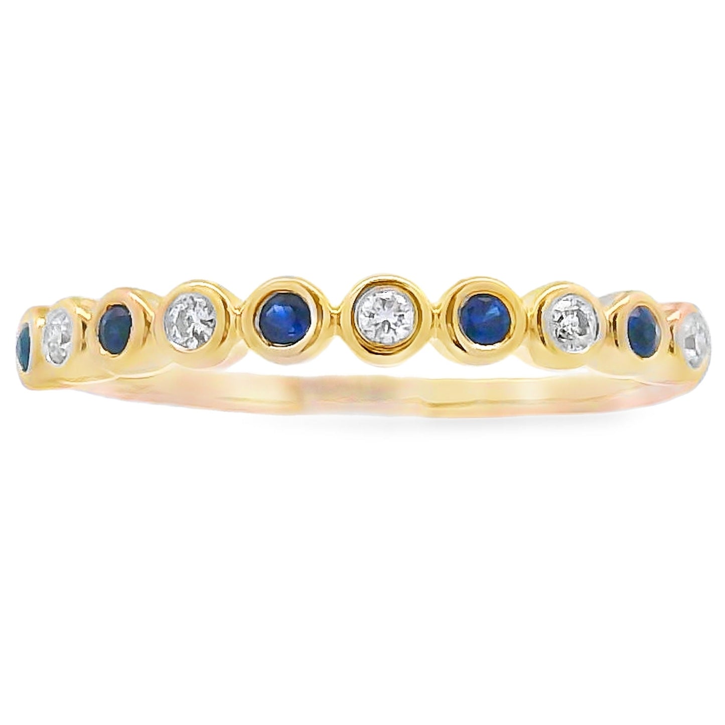 Sapphire Diamond stackable band set 14KT Yellow Gold