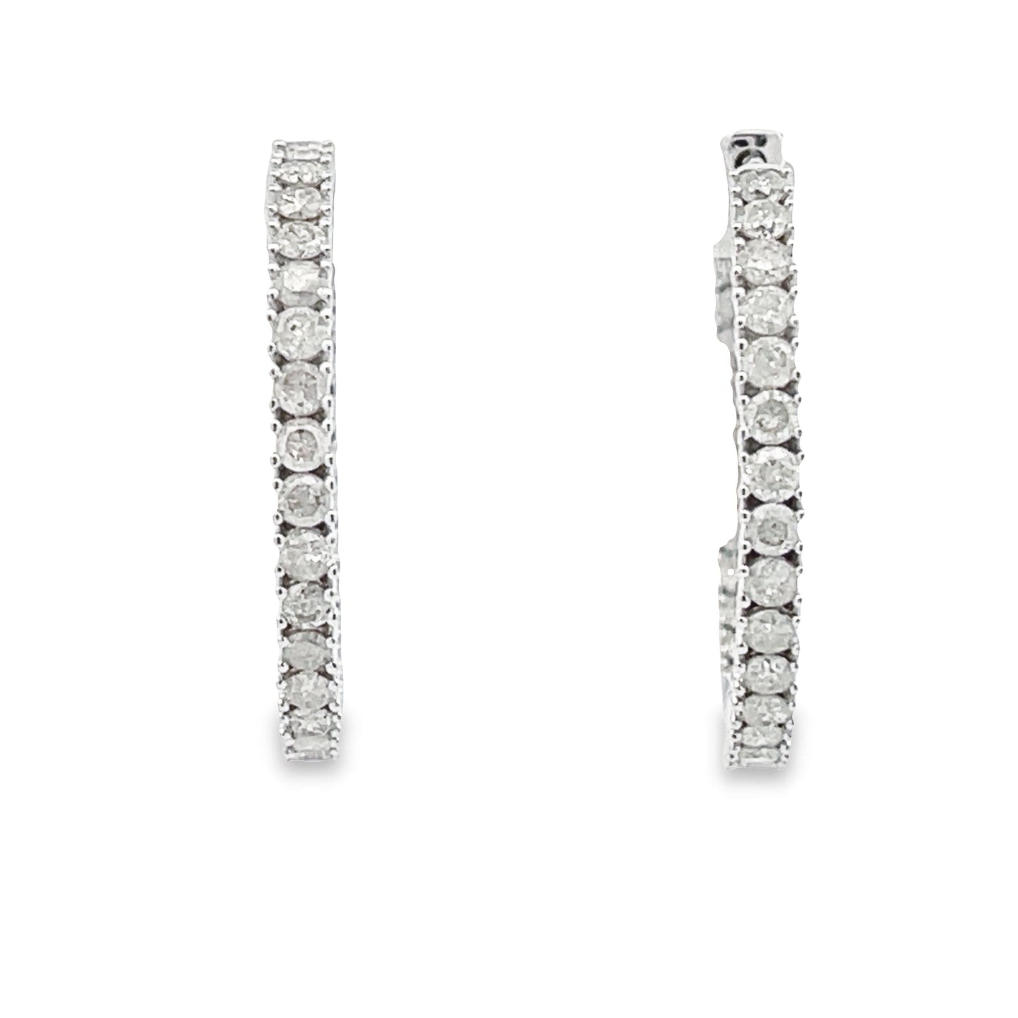 1.53ct Diamond Hoop Earrings 10KT White Gold