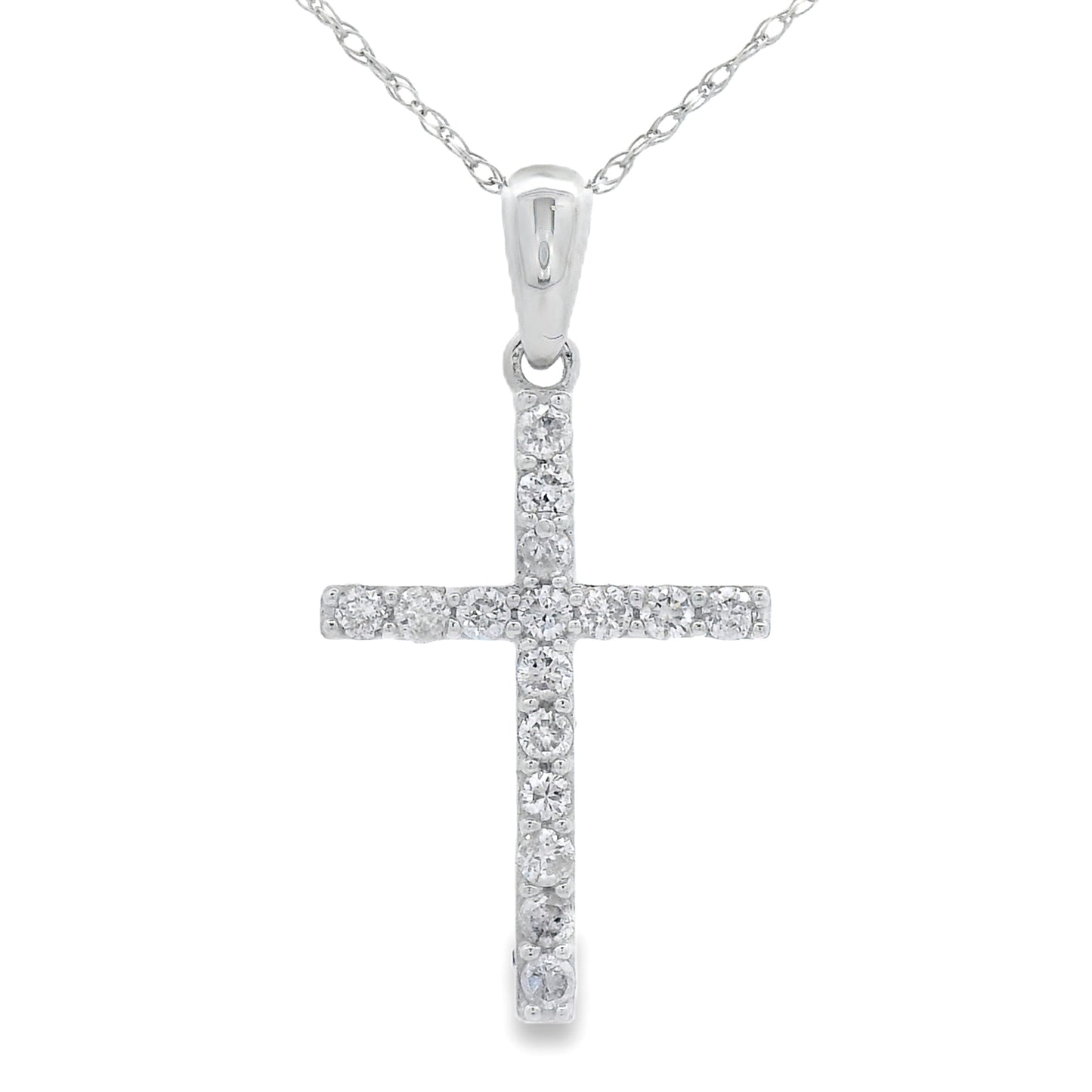.25ct Diamond Cross Religious Pendant 14KT White Gold