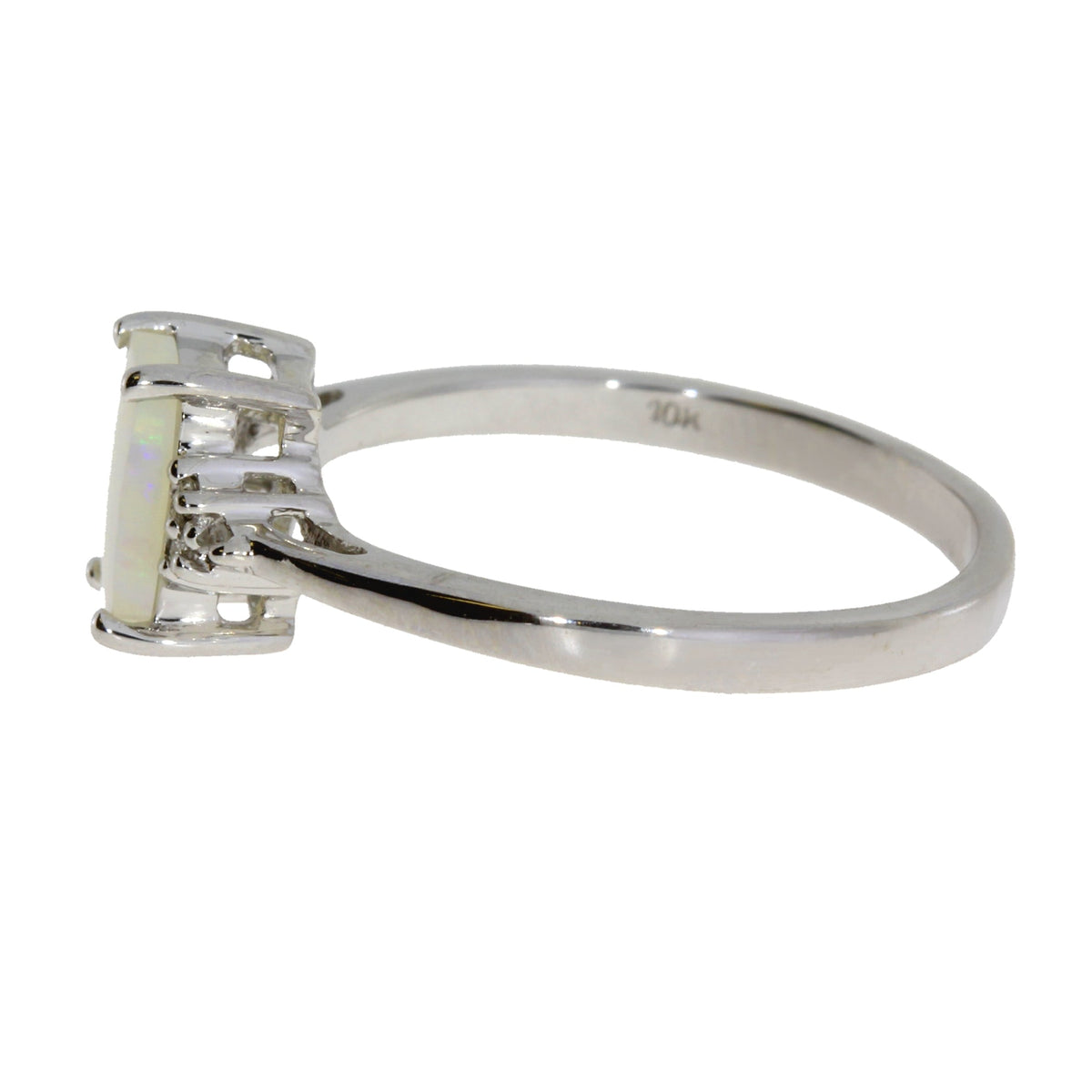 Genuine .02ct Opal Diamond Ring 10KT White Gold